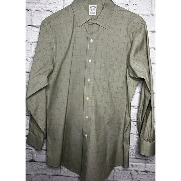 Brooks Brothers Classic 100% Supima Cotton Dress Shirt Men's Green 16 1/2 - 32 - Picture 3 of 9